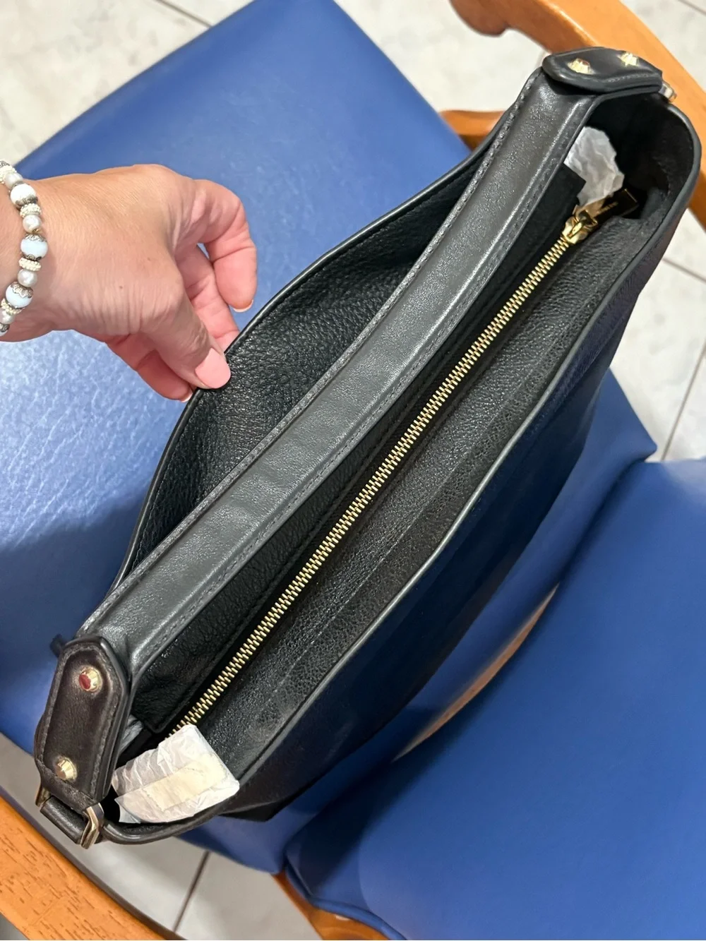 Michael Kors Black Pebbled Leather Evie large hobo bag with Gold Hardware